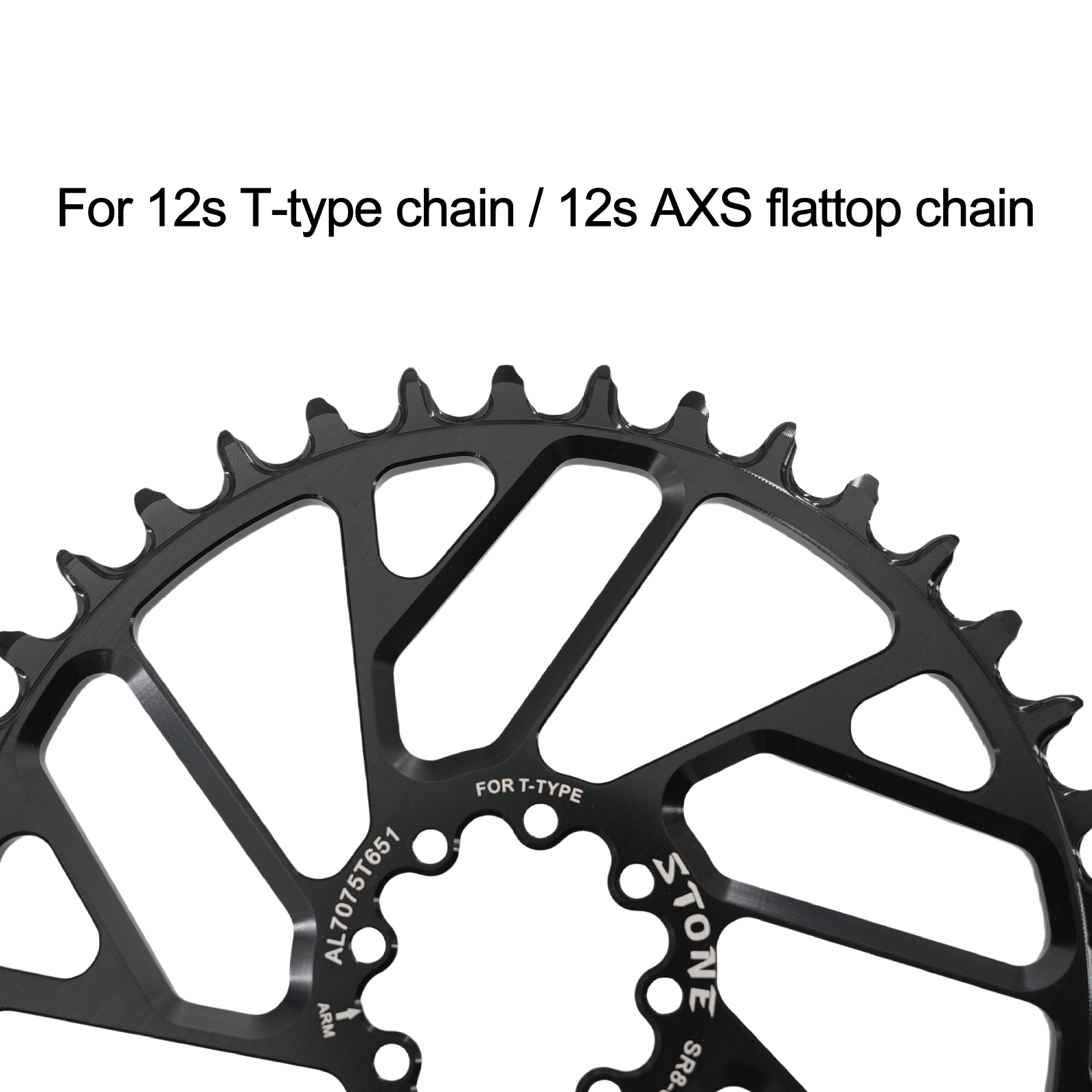 Stone Bike Chainring for AXS Flattop T-type Chain 12S 0mm Offset Direct Mount Round for Sram X0 XX SL GX 38T To 48T Hollow Aero Style
