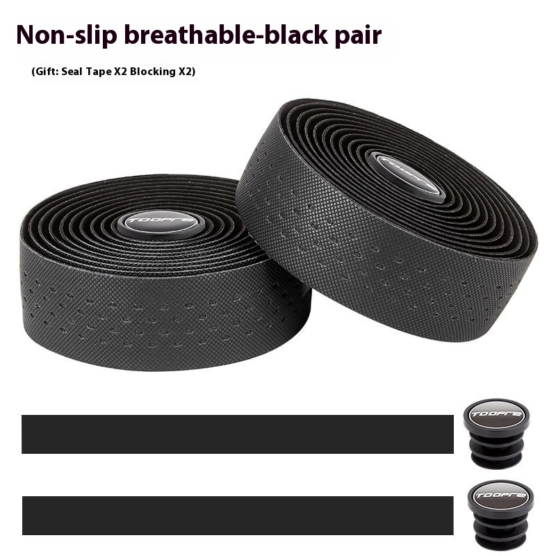 TOOPRE Road Bike Handlebar Tape, Fixed Gear Bike Tape Anti-Slip Breathable Sweat-Wicking Silicone Curved Bar Perforated Tape