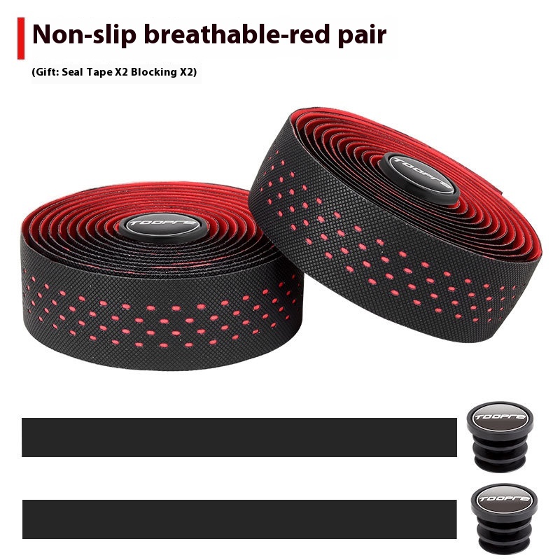 TOOPRE Road Bike Handlebar Tape, Fixed Gear Bike Tape Anti-Slip Breathable Sweat-Wicking Silicone Curved Bar Perforated Tape