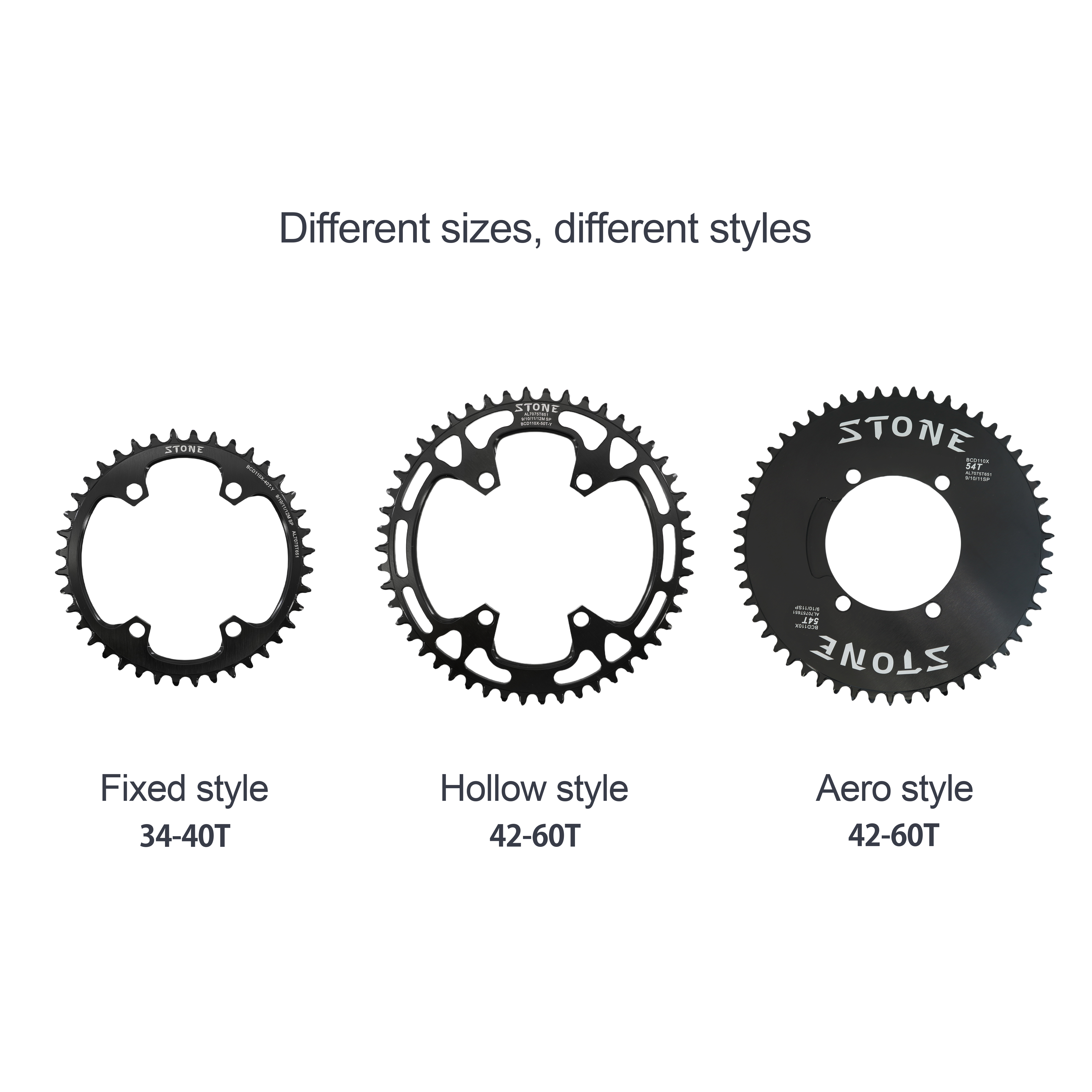 Stone Round Bike Chainring 110BCD for Shimano FC-5800 6800 4700 9000 34T to 60T Road Bike Chainwheel 4 Bolts gravel