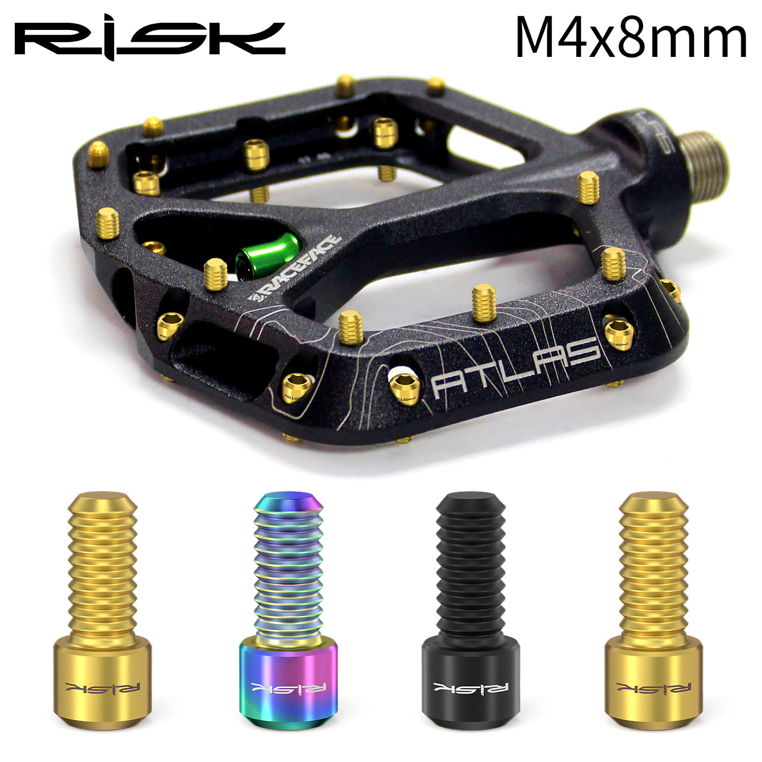 RISK Downhill Bike Titanium Alloy Anti-Slip Pedal Pins XC AM Downhill DH Pedal Grip Screws