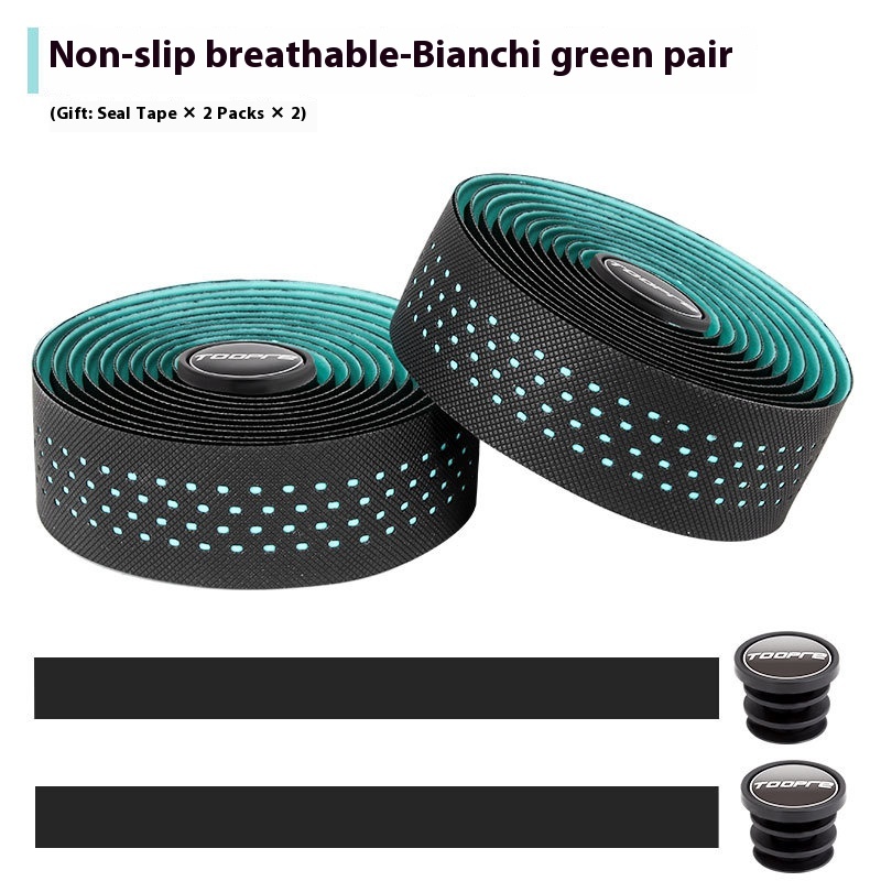 TOOPRE Road Bike Handlebar Tape, Fixed Gear Bike Tape Anti-Slip Breathable Sweat-Wicking Silicone Curved Bar Perforated Tape