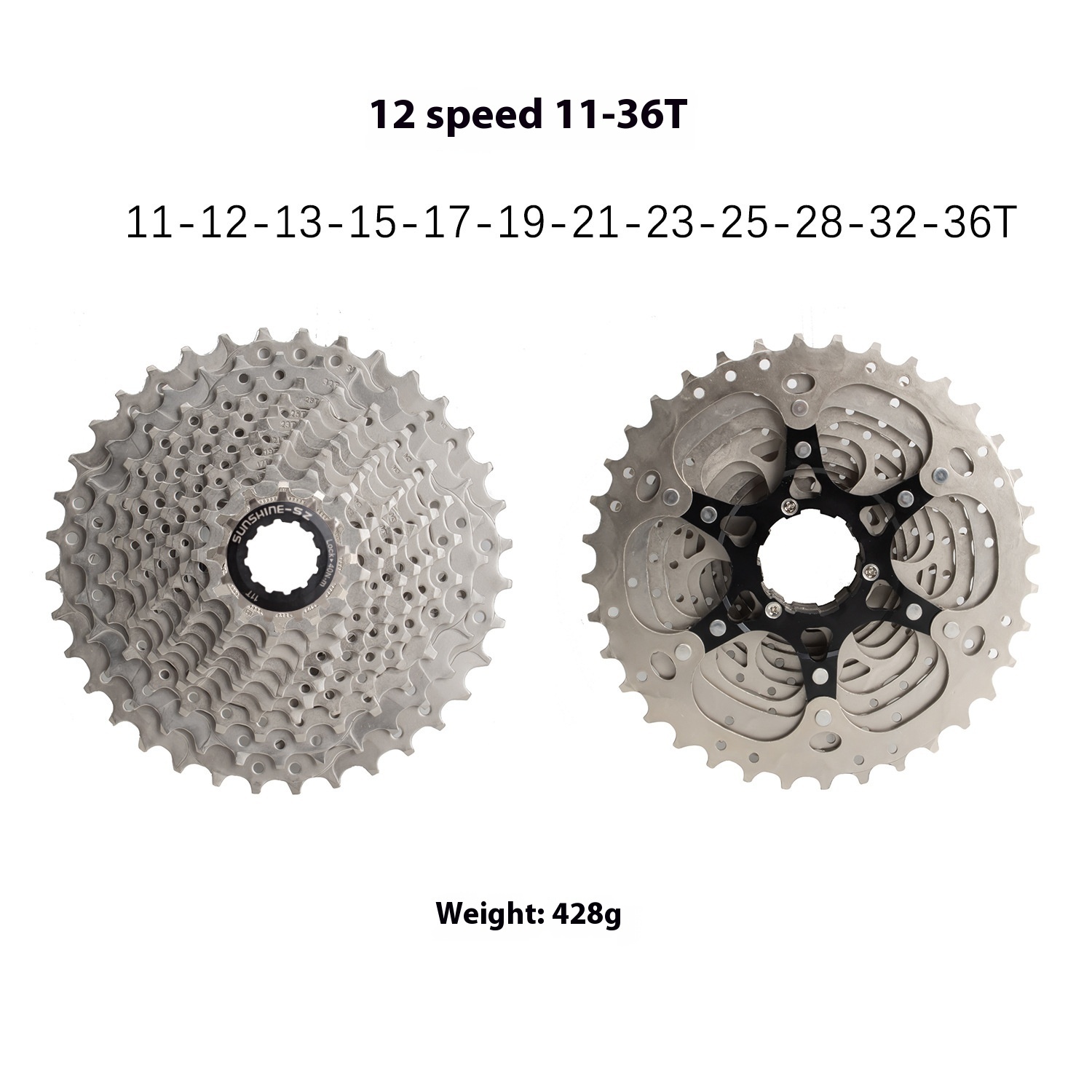 SUNSHINE-SE HG Cassette Freewheel for Road Bike 8 / 9 / 10 / 11 / 12 Speed Standard Series 11-23T 25T 28T 30T 32T 34T 36T Compatible with Shimano SRAM Sensah LTWOO Microshift HG Freehub Systems