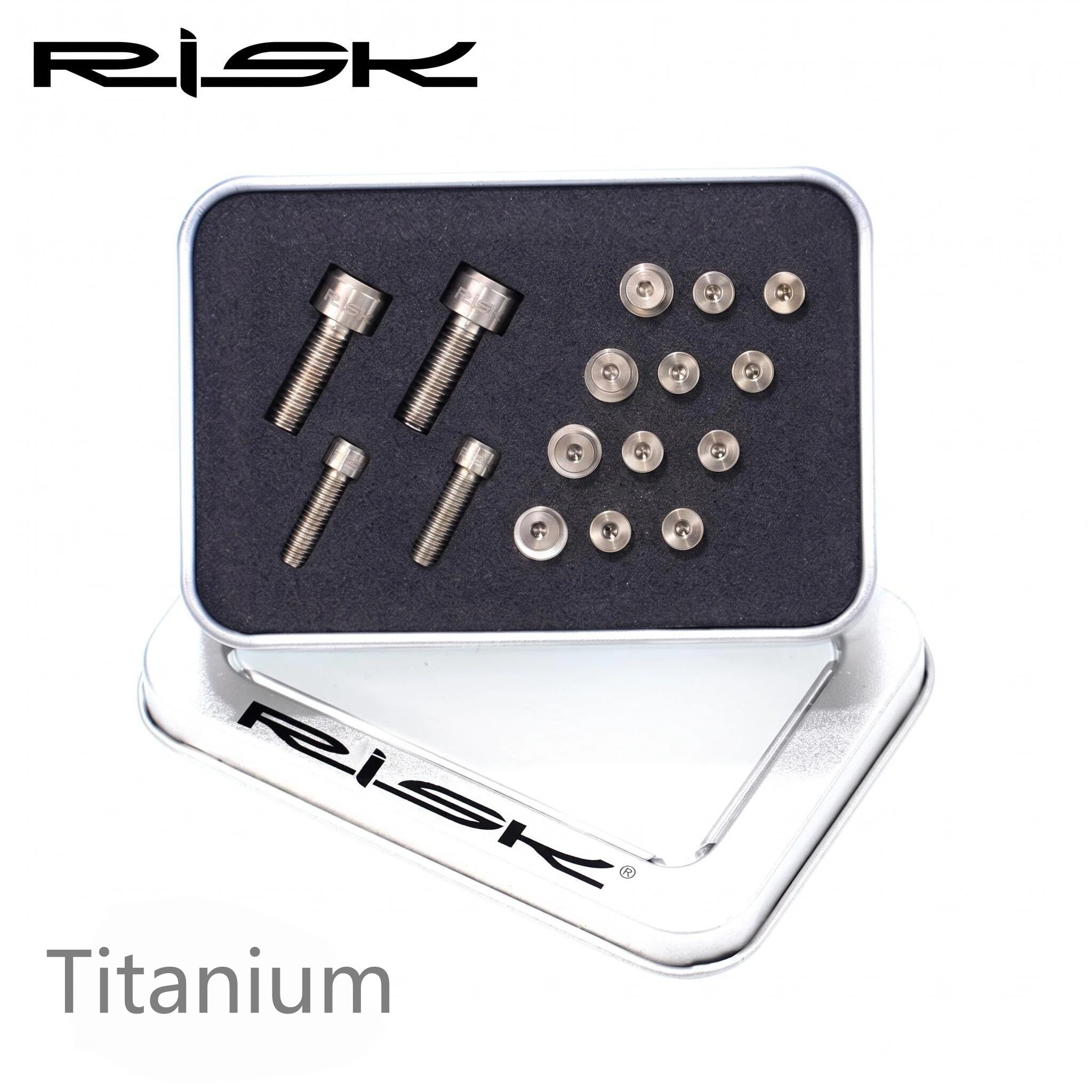 RISK RT101 Titanium Bolt Kit for Shimano XT M775 Hydraulic Disc Brake Lever — 20PCS Full Set (Reservoir Cap, Clamp, Free Stroke, Panel), TC4 Titanium, PVD Coated