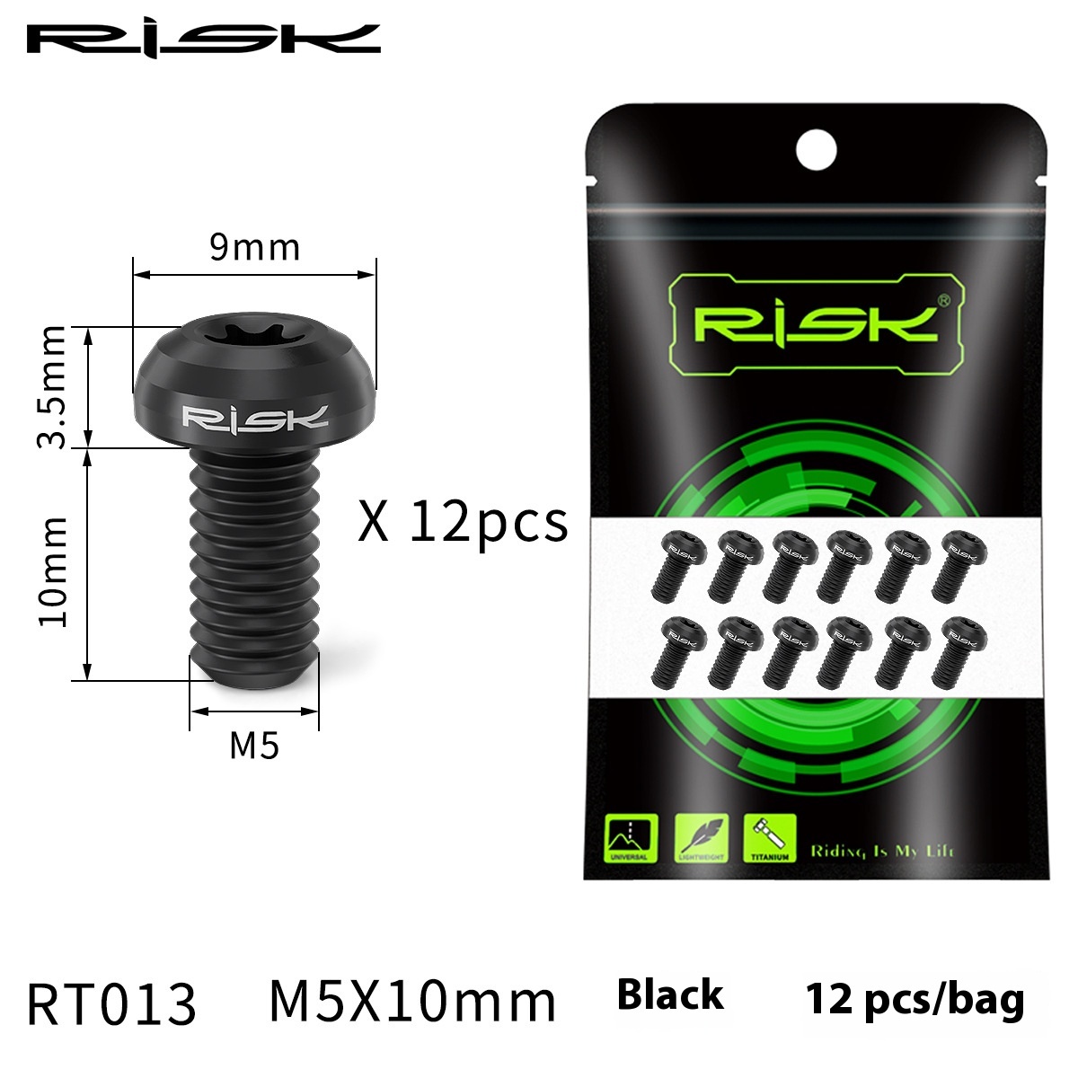 RISK Mountain Bike Titanium Alloy T25 Rotor Screws M5x10 for Disc Brake Rotor Fixation