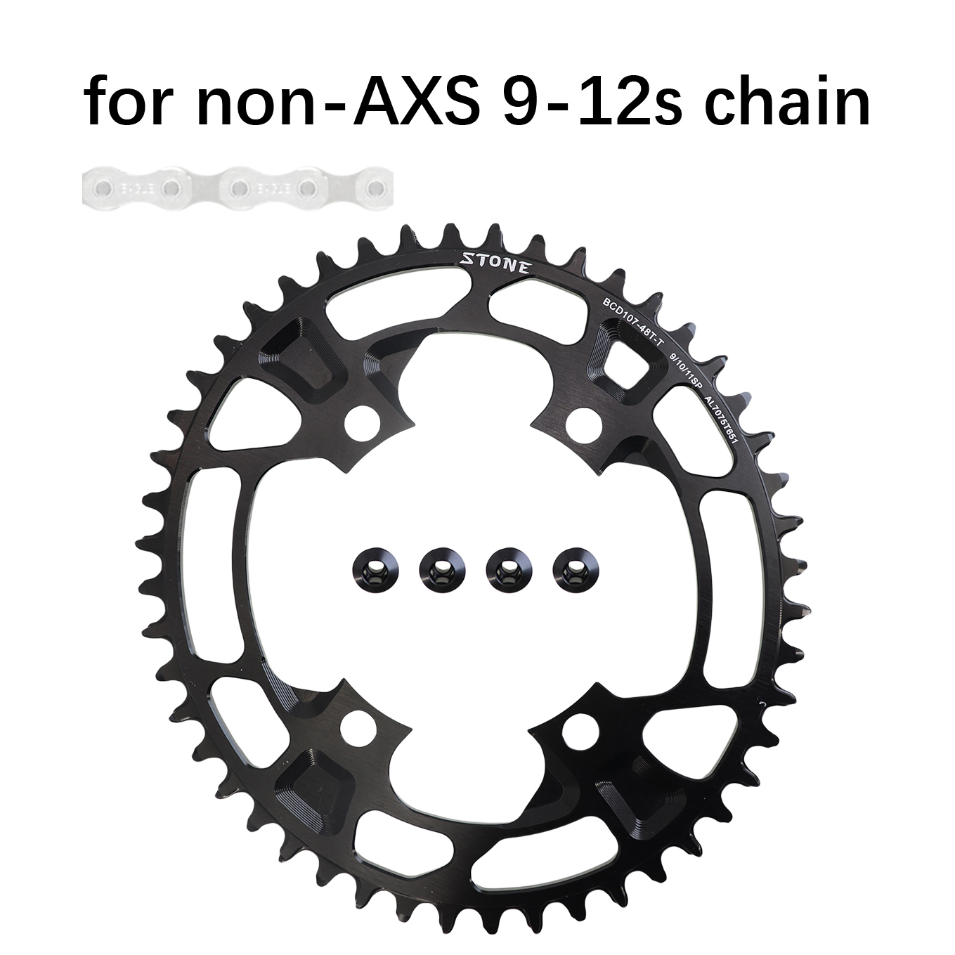 Stone Oval Bike Chainring 107BCD for Sram Force AXS 12S Crankset 107 Bcd MTB Road Bike Narrow and Wide Chainwheel 36T To 60T AXS Flattop T-type