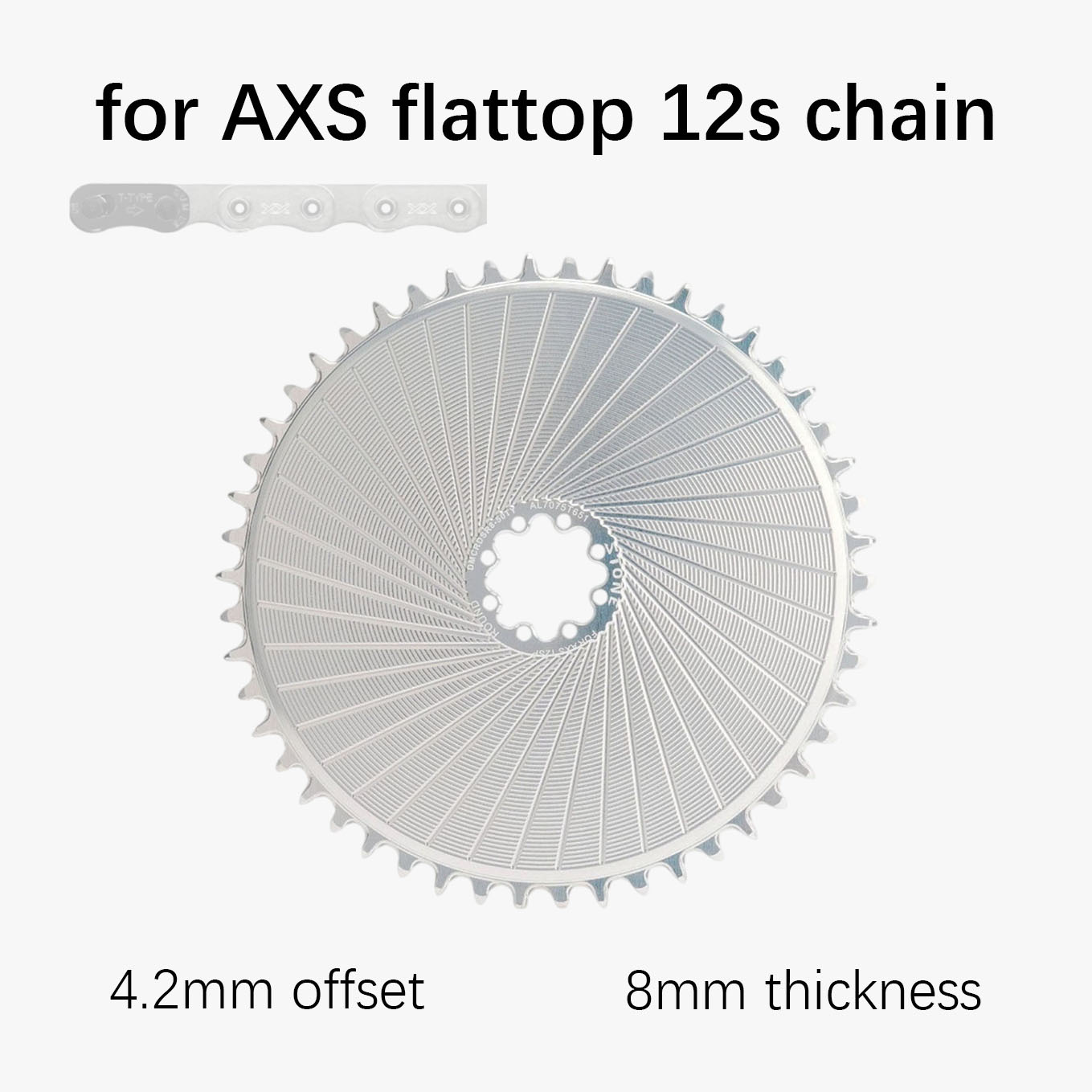 Stone 12s AXS Chainring flattop for DUB Force Red Direct Mount DM Chainring Chainwheel for Sram for Road Bike AXS 12 Speed 8 bolts non axs AXS Flattop T-type 8 bolts pins XPLR 12s 13s 4.2mm offset