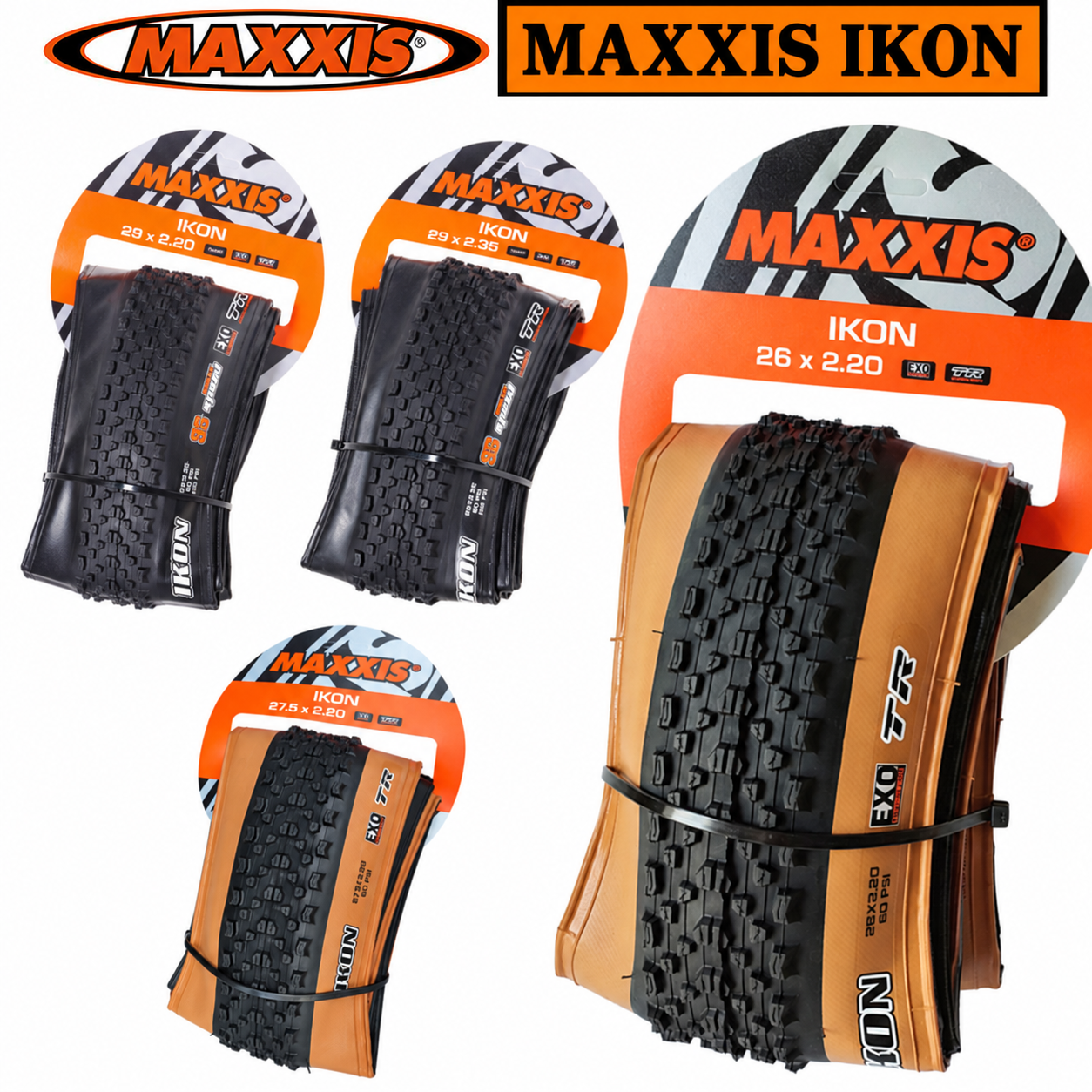 MAXXIS Ikon Folding Cross-Country MTB Tires, Standard, EXO and Tubeless Ready TR Versions with Size Options