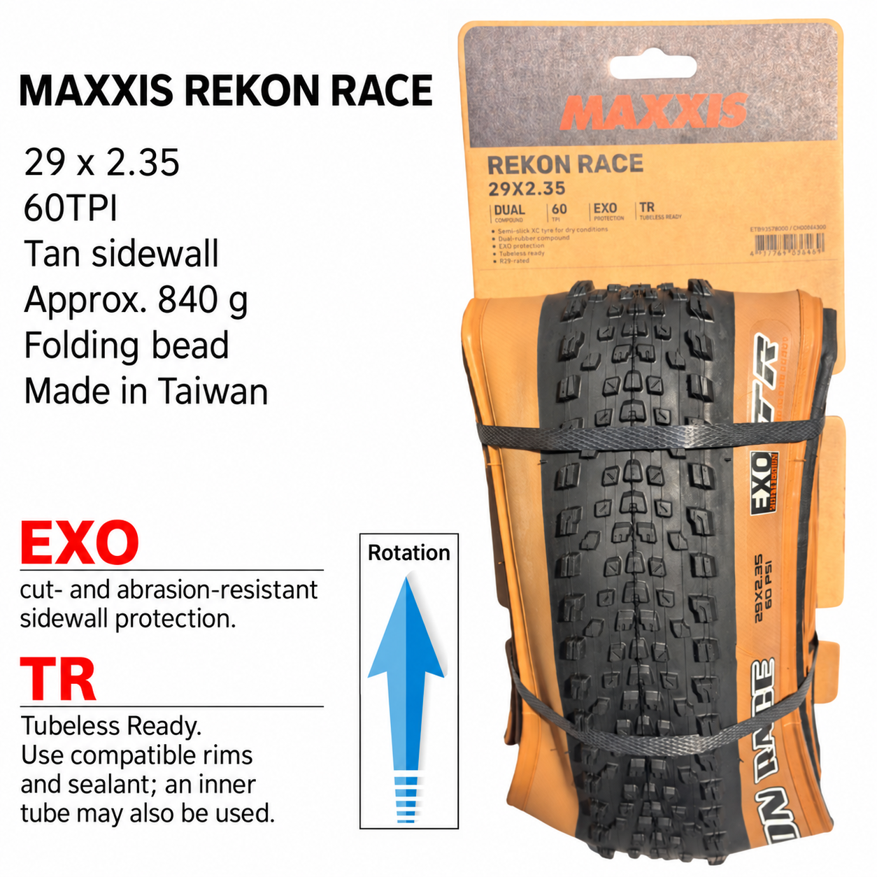 MAXXIS Rekon Race EXO TR Folding XC Tire