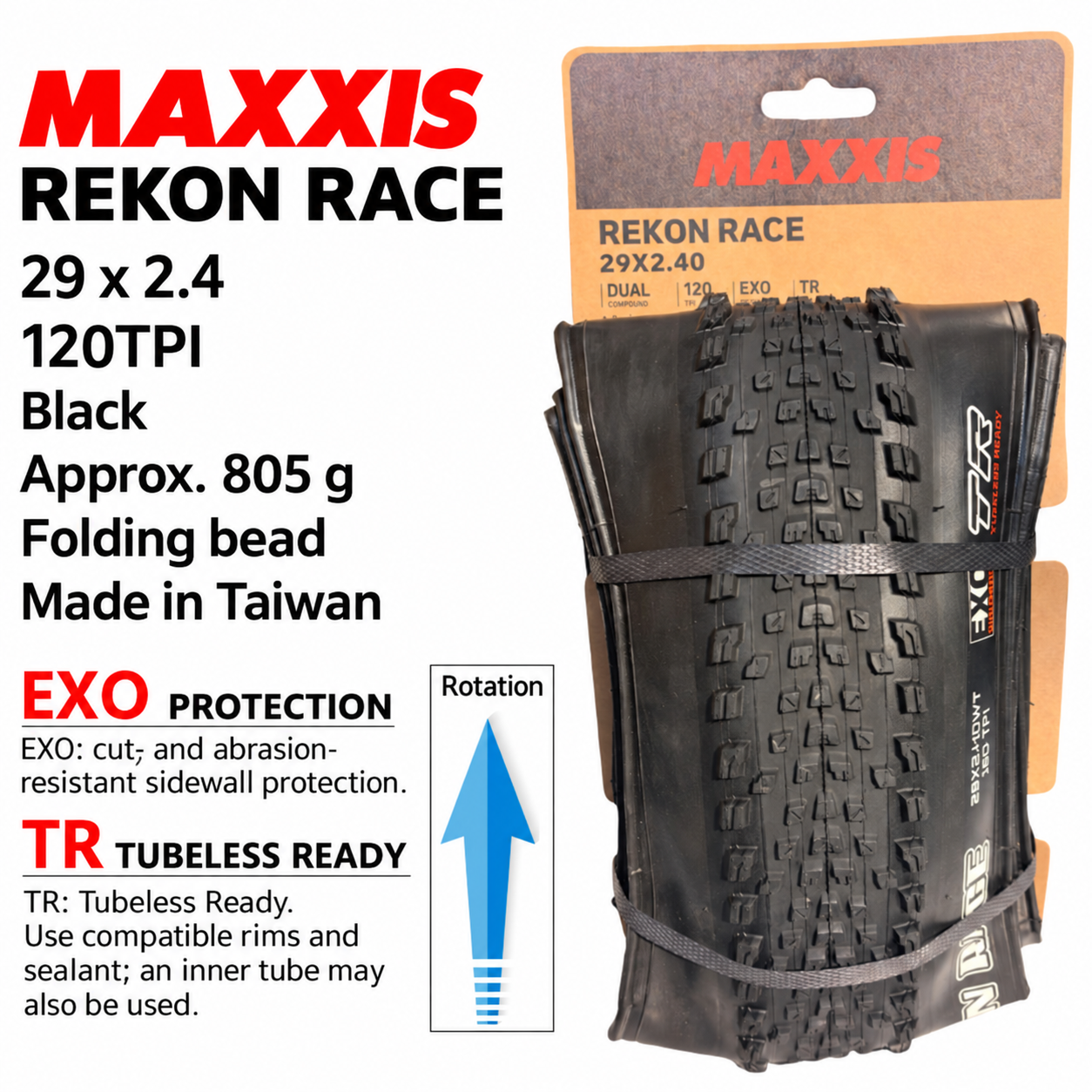 MAXXIS Rekon Race EXO TR Folding XC Tire