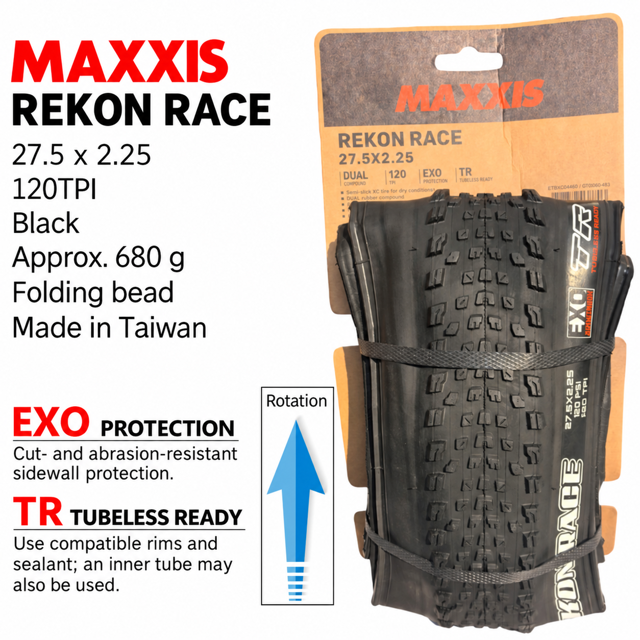 MAXXIS Rekon Race EXO TR Folding XC Tire
