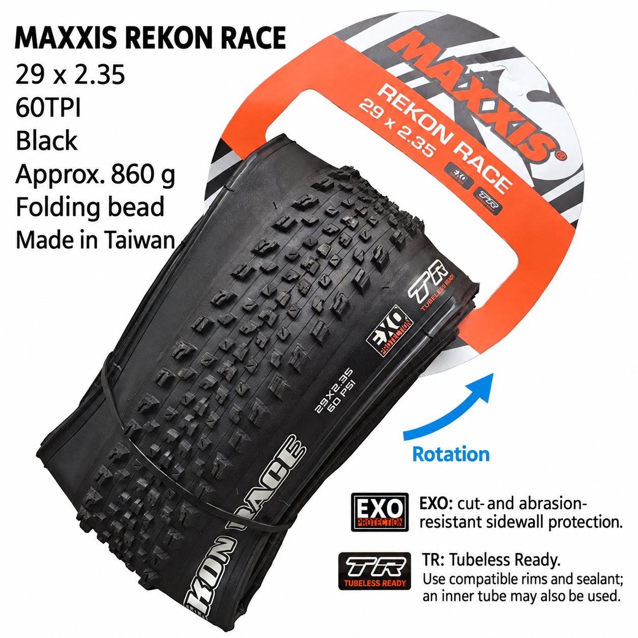 MAXXIS Rekon Race EXO TR Folding XC Tire