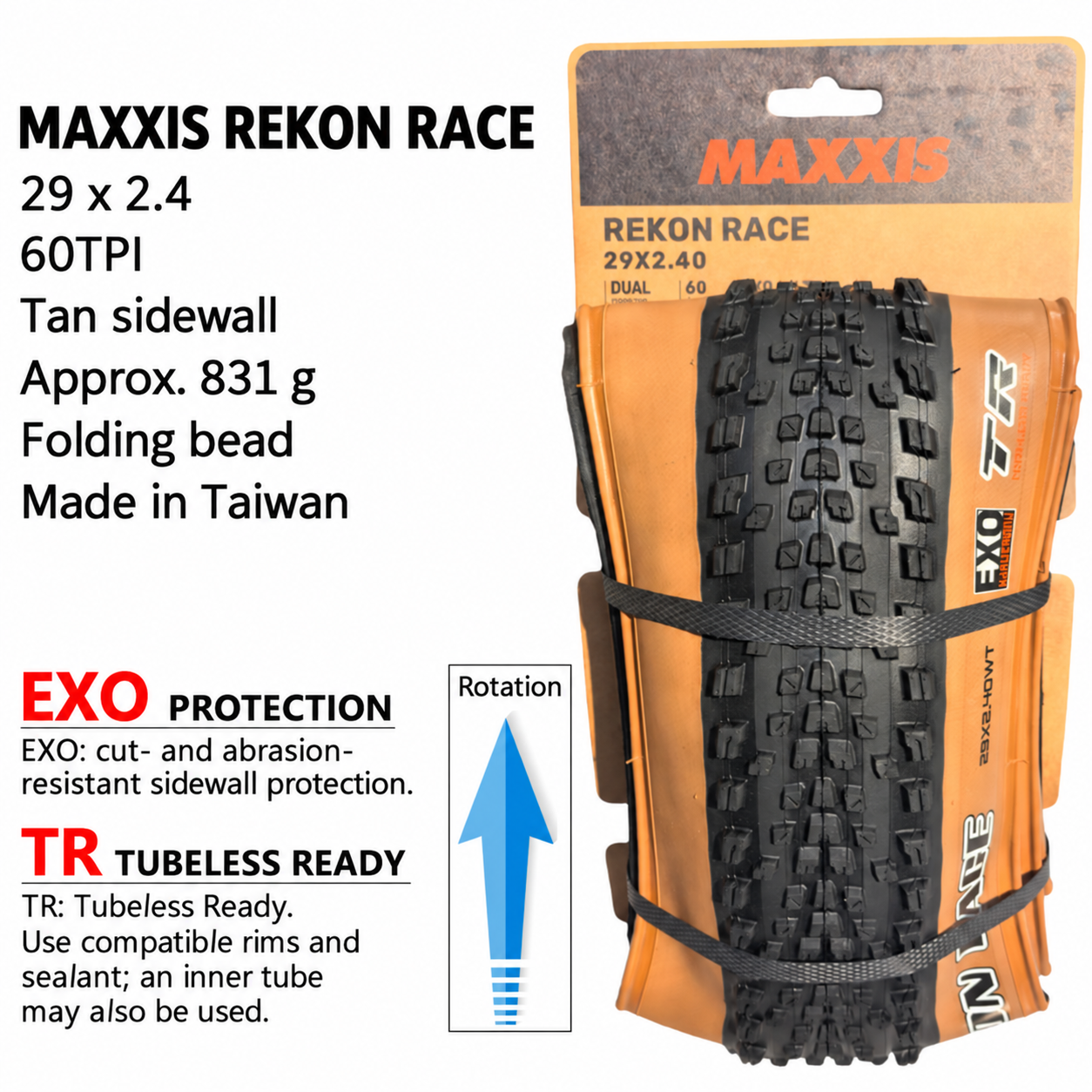 MAXXIS Rekon Race EXO TR Folding XC Tire