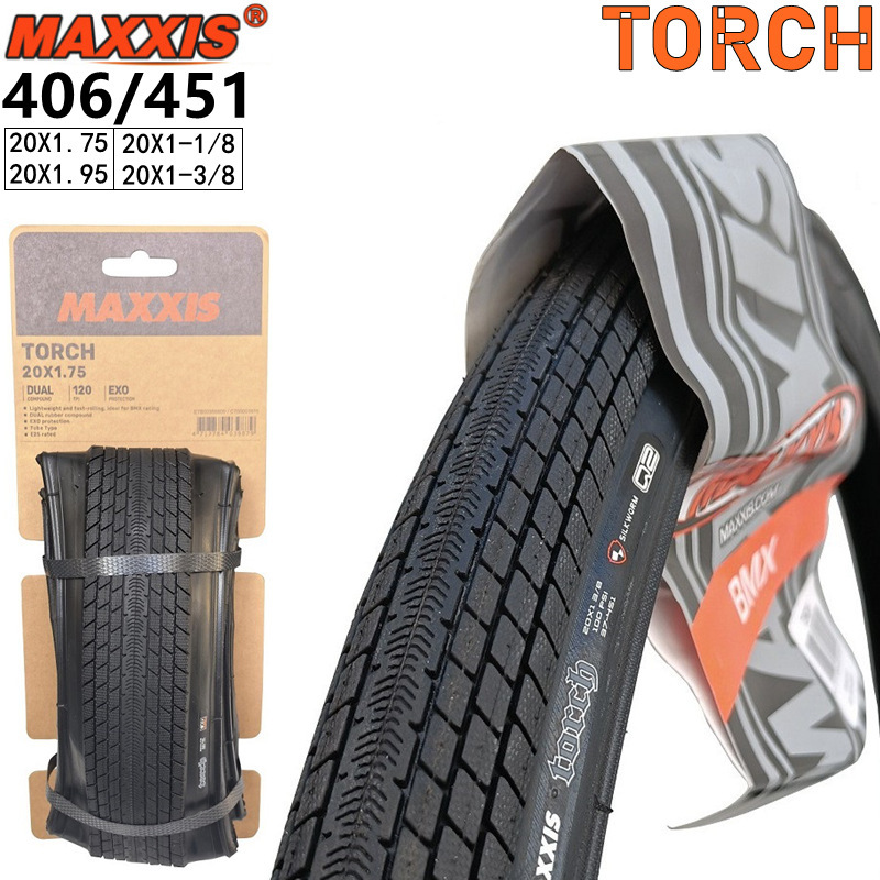 MAXXIS Torch Folding EXO BMX and Street Bike Tires, 20 Inch and 29 x 2.1 Options, Black Sidewalls, 120TPI
