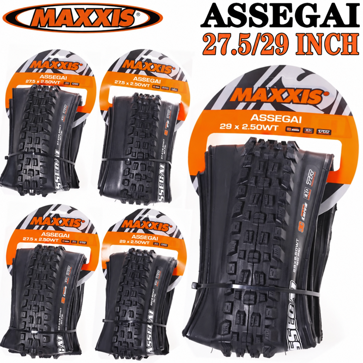 MAXXIS Assegai Folding Mountain Bike Tires, 27.5 and 29 Inch, EXO, EXO+, DD and DH Options