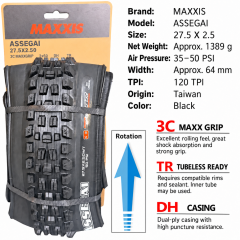 27.5 x 2.5 WT / 3C MaxxGrip DH TR E25 / Black