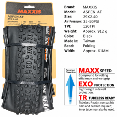 29 x 2.4 WT / Aspen AT / MaxxSpeed EXO TR / 120 TPI / Black