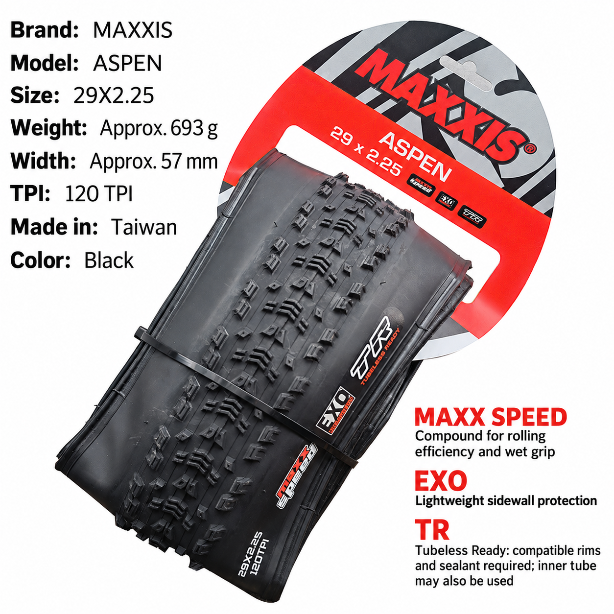 MAXXIS Aspen, Aspen ST and Aspen AT Folding XC Tires, 27.5 and 29 Inch
