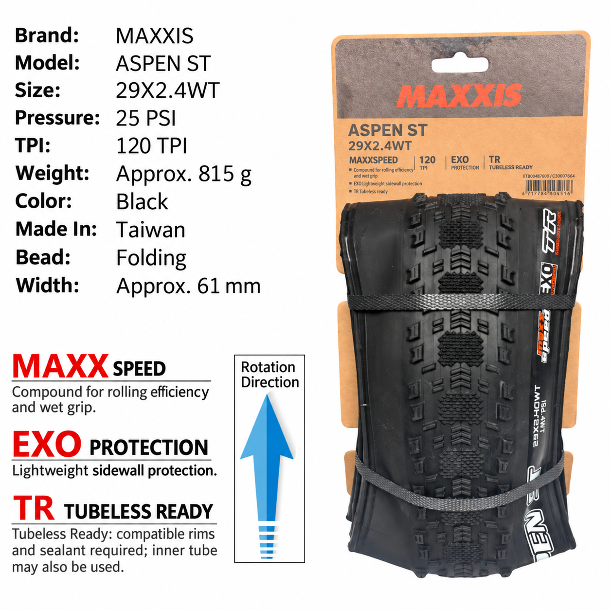 MAXXIS Aspen, Aspen ST and Aspen AT Folding XC Tires, 27.5 and 29 Inch