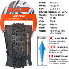 27.5 x 2.5 WT / 3C MaxxTerra EXO+ TR / Black