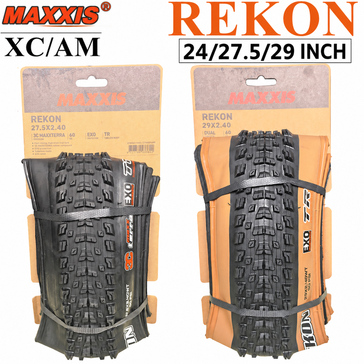 MAXXIS Rekon Folding Mountain Bike Tires, 24, 27.5 and 29 Inch
