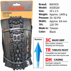 29 x 2.5 WT / 3C MaxxGrip DH TR E25 / Black