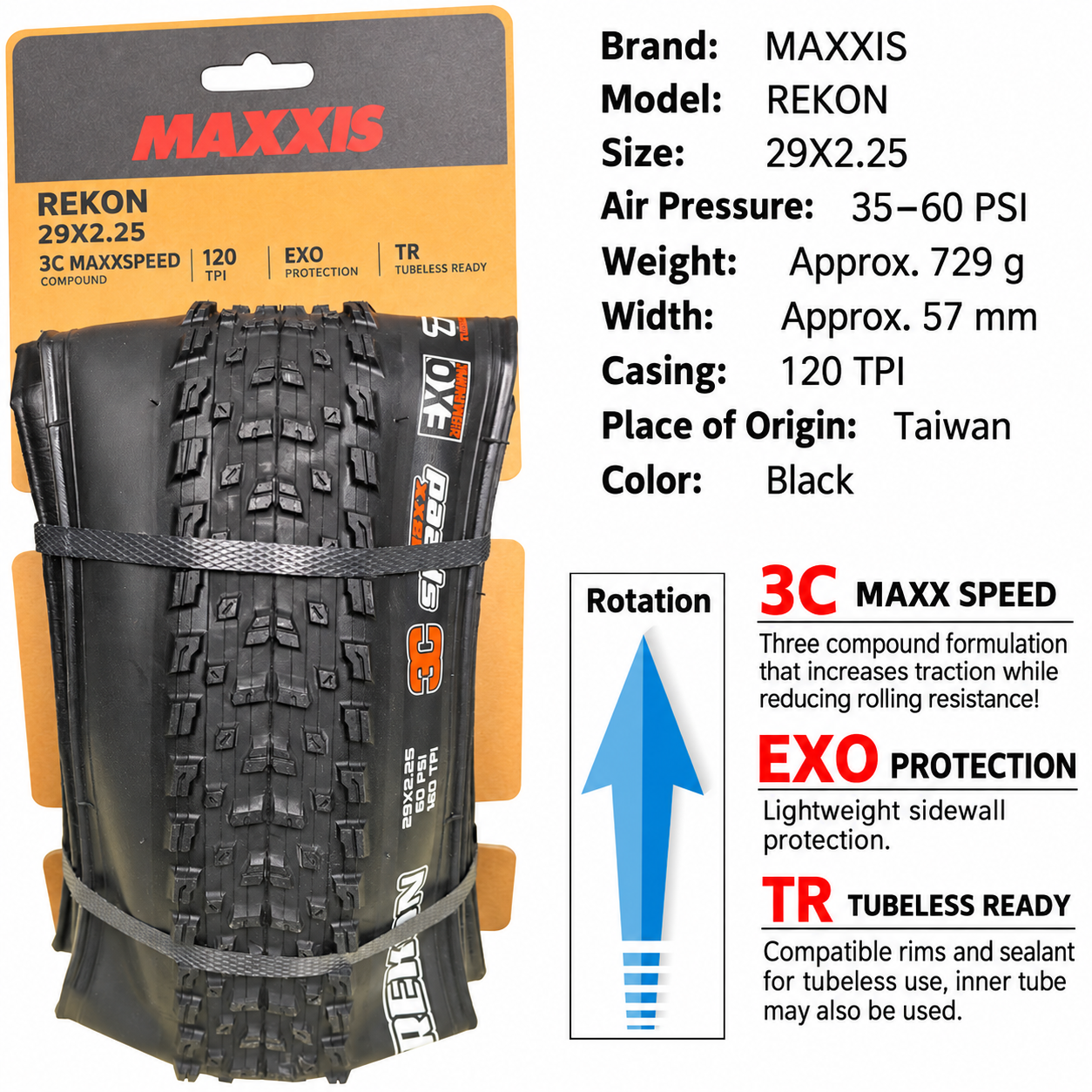 MAXXIS Rekon Folding Mountain Bike Tires, 24, 27.5 and 29 Inch