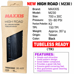 700 x 30C / M230 High Road / TR / K2 / Black