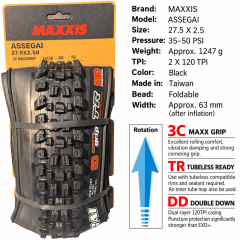 27.5 x 2.5 WT / 3C MaxxGrip DD TR / Black