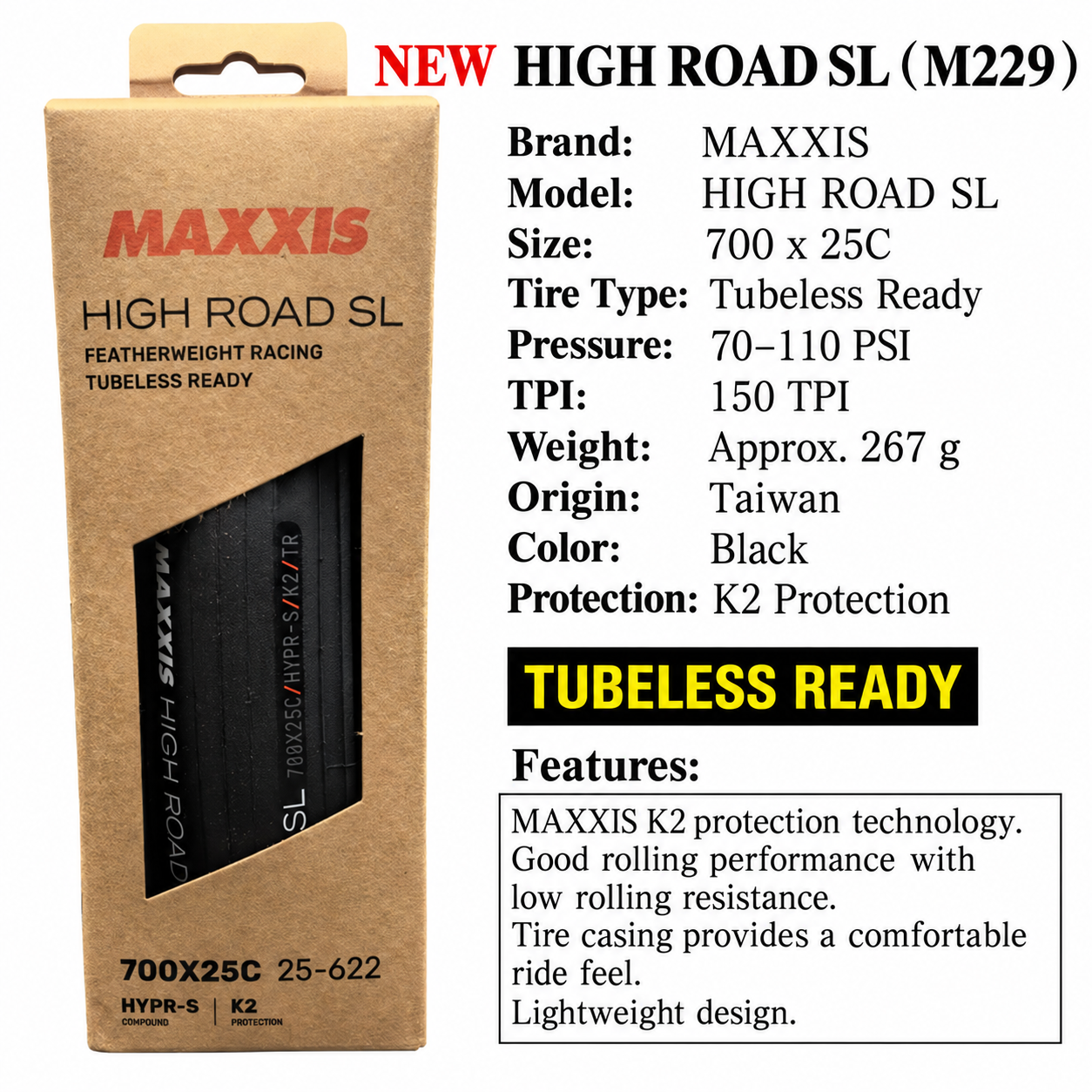 MAXXIS High Road and High Road SL Folding Road Tires, 700 x 25C, 28C, 30C and 32C