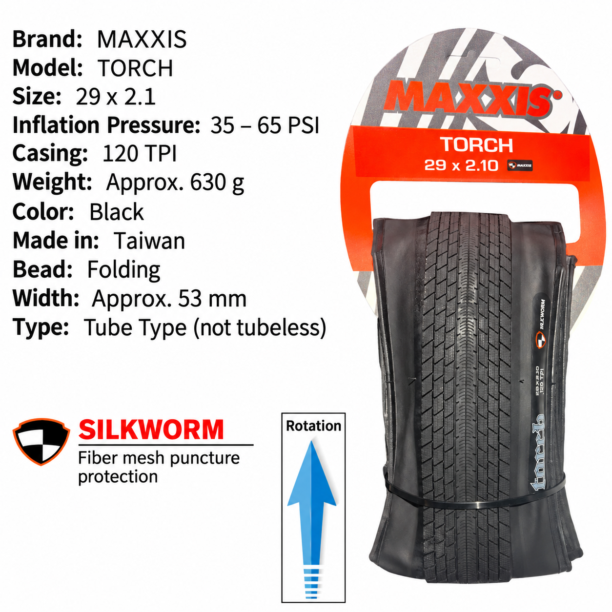 MAXXIS Torch Folding BMX and Street Tires, 20 Inch and 29 x 2.1 Options