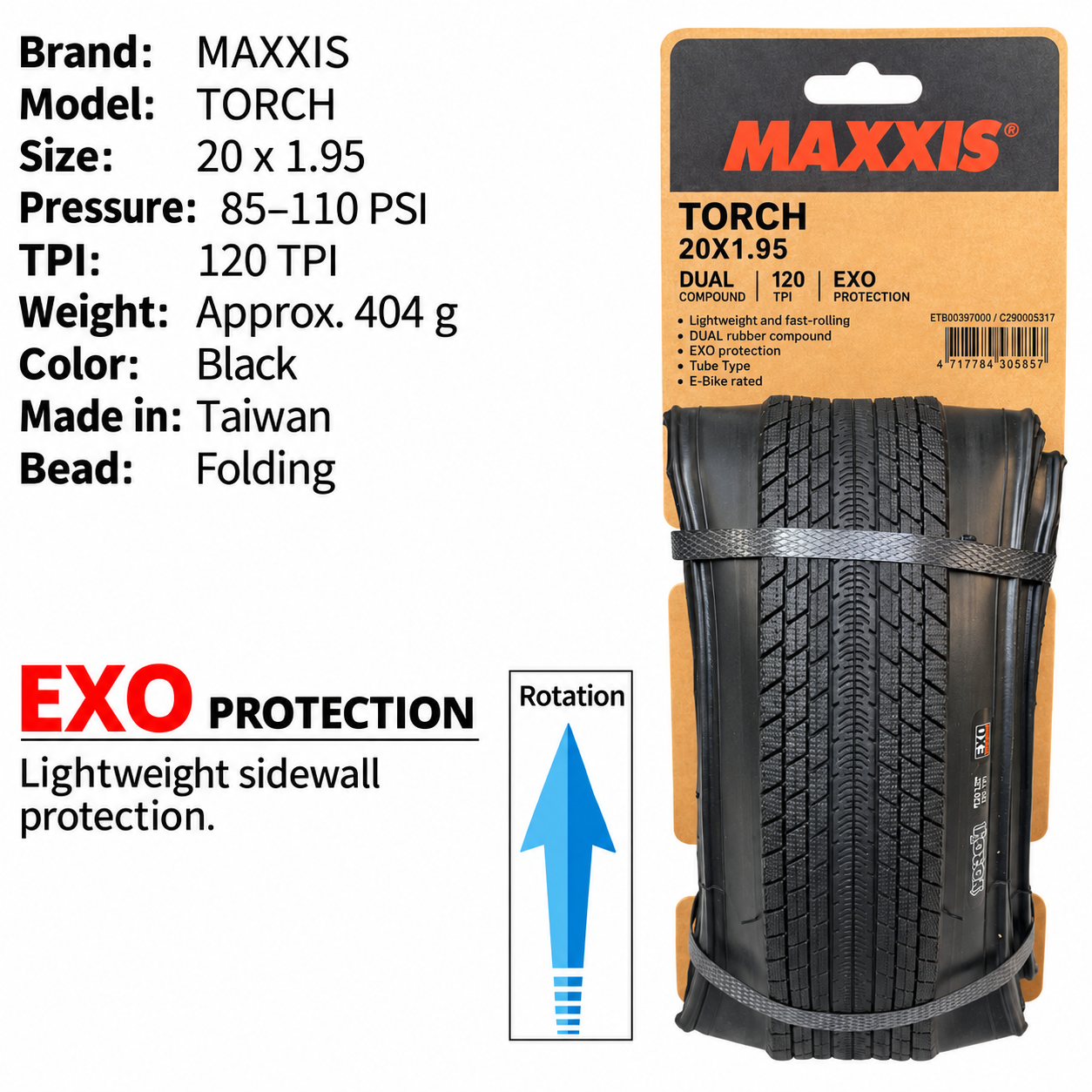 MAXXIS Torch Folding BMX and Street Tires, 20 Inch and 29 x 2.1 Options