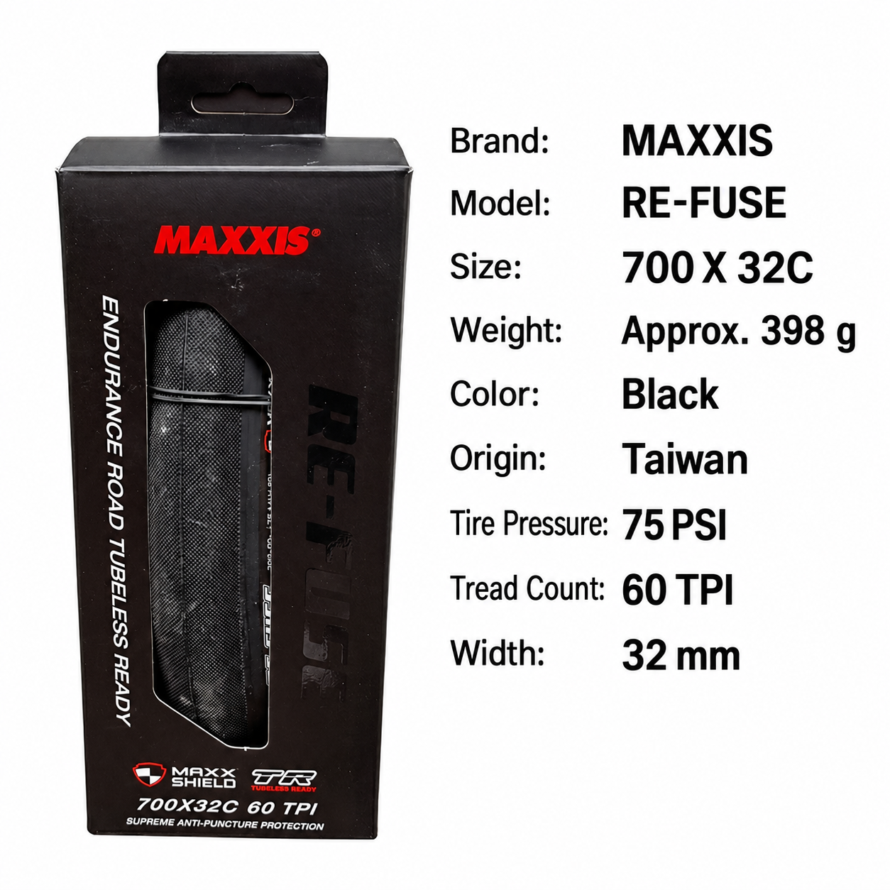 MAXXIS Re-Fuse Folding Road Tires, 700 x 25C, 28C and 32C, Tube Type and TR Options