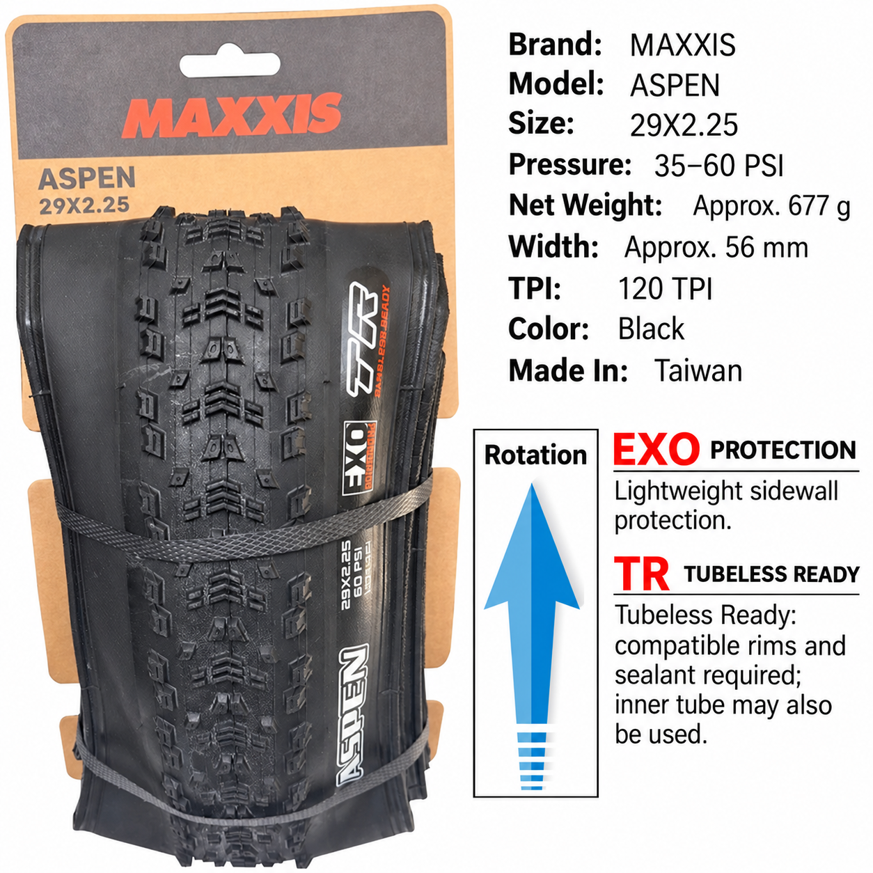 MAXXIS Aspen, Aspen ST and Aspen AT Folding XC Tires, 27.5 and 29 Inch