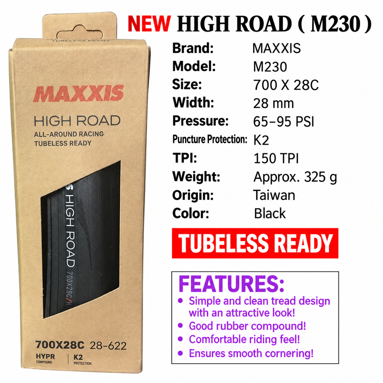 MAXXIS High Road and High Road SL Folding Road Tires, 700 x 25C, 28C, 30C and 32C