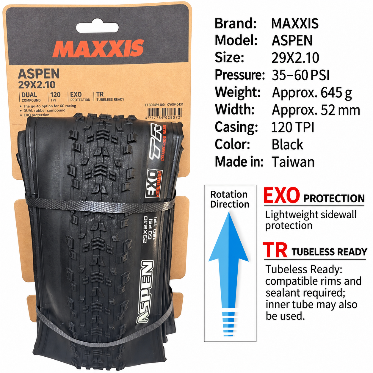 MAXXIS Aspen, Aspen ST and Aspen AT Folding XC Tires, 27.5 and 29 Inch