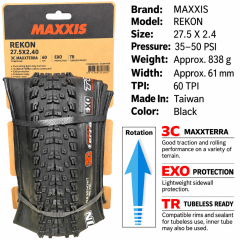27.5 x 2.4 WT / 3C MaxxTerra EXO TR / Black