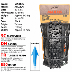 29 x 2.5 WT / 3C MaxxGrip DH TR E50 / Black