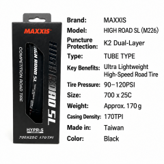 700 x 25C / M226 SL / Tube Type / K2 / Black
