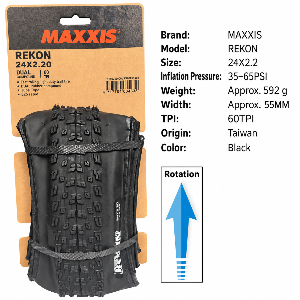 MAXXIS Rekon Folding Mountain Bike Tires, 24, 27.5 and 29 Inch