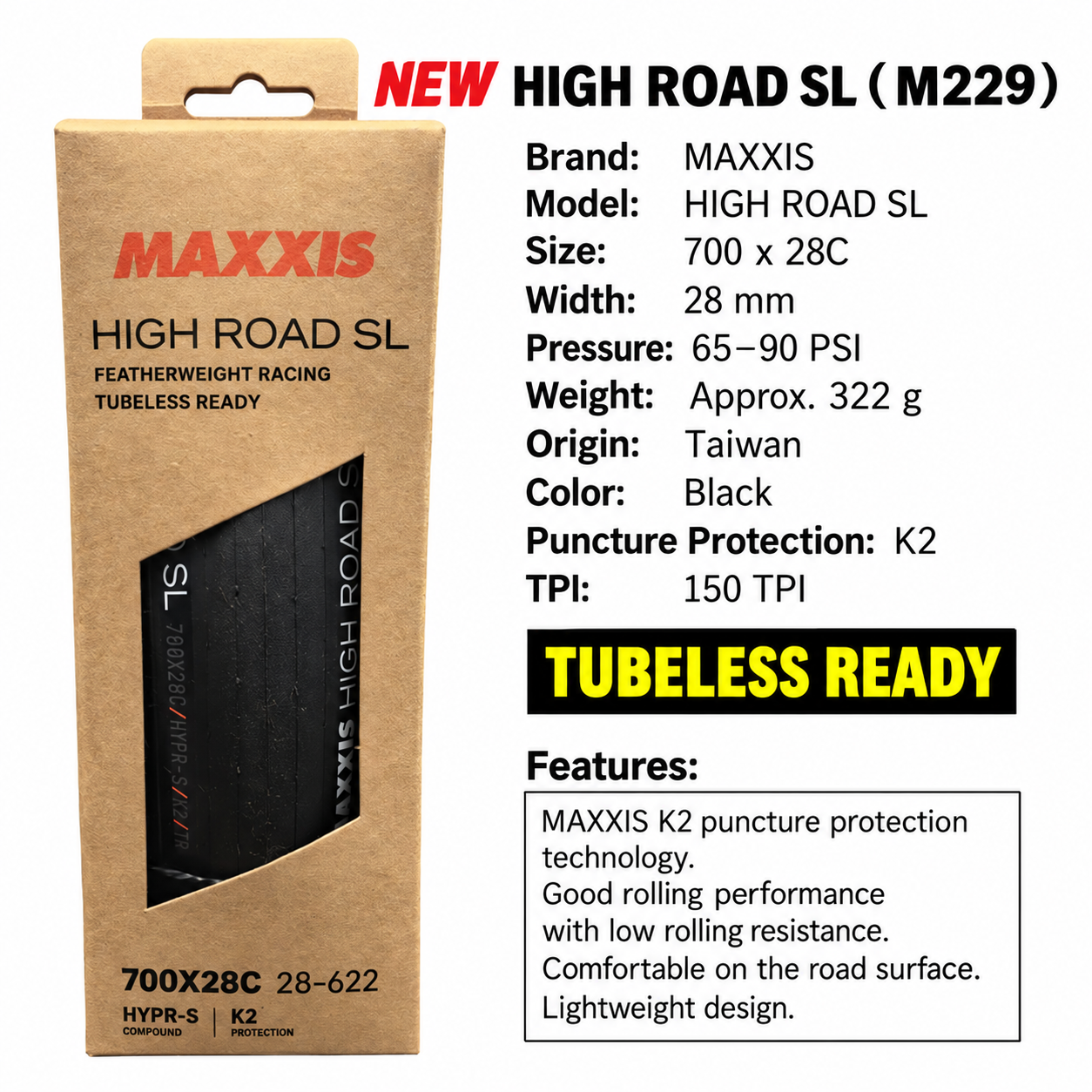 MAXXIS High Road and High Road SL Folding Road Tires, 700 x 25C, 28C, 30C and 32C