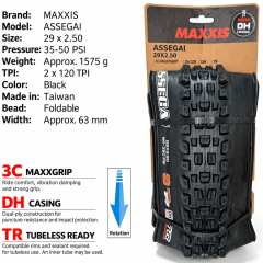 29 x 2.5 / 3C MaxxGrip DH TR / Current / Black