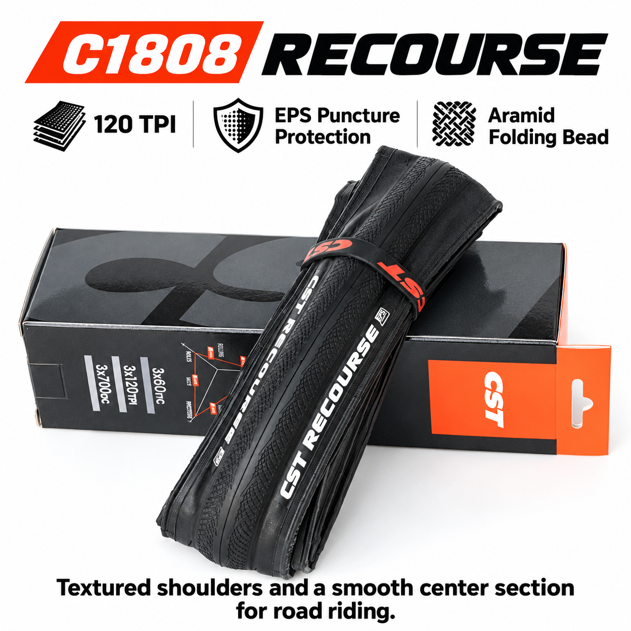 CST 700C Folding Road Bicycle Tires in 700 x 23C, 25C and 28C, C1406 C1761 C1808 C1922 C3045 and C3045N, EPS Protection and Tubeless Ready Option - detail 27
