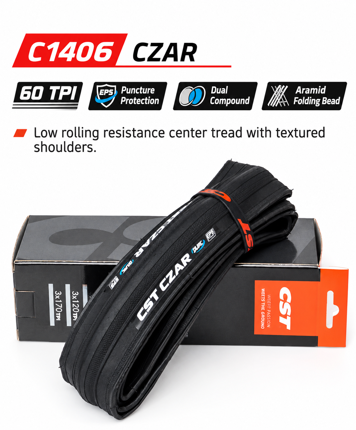 CST 700C Folding Road Bicycle Tires in 700 x 23C, 25C and 28C, C1406 C1761 C1808 C1922 C3045 and C3045N, EPS Protection and Tubeless Ready Option - detail 29