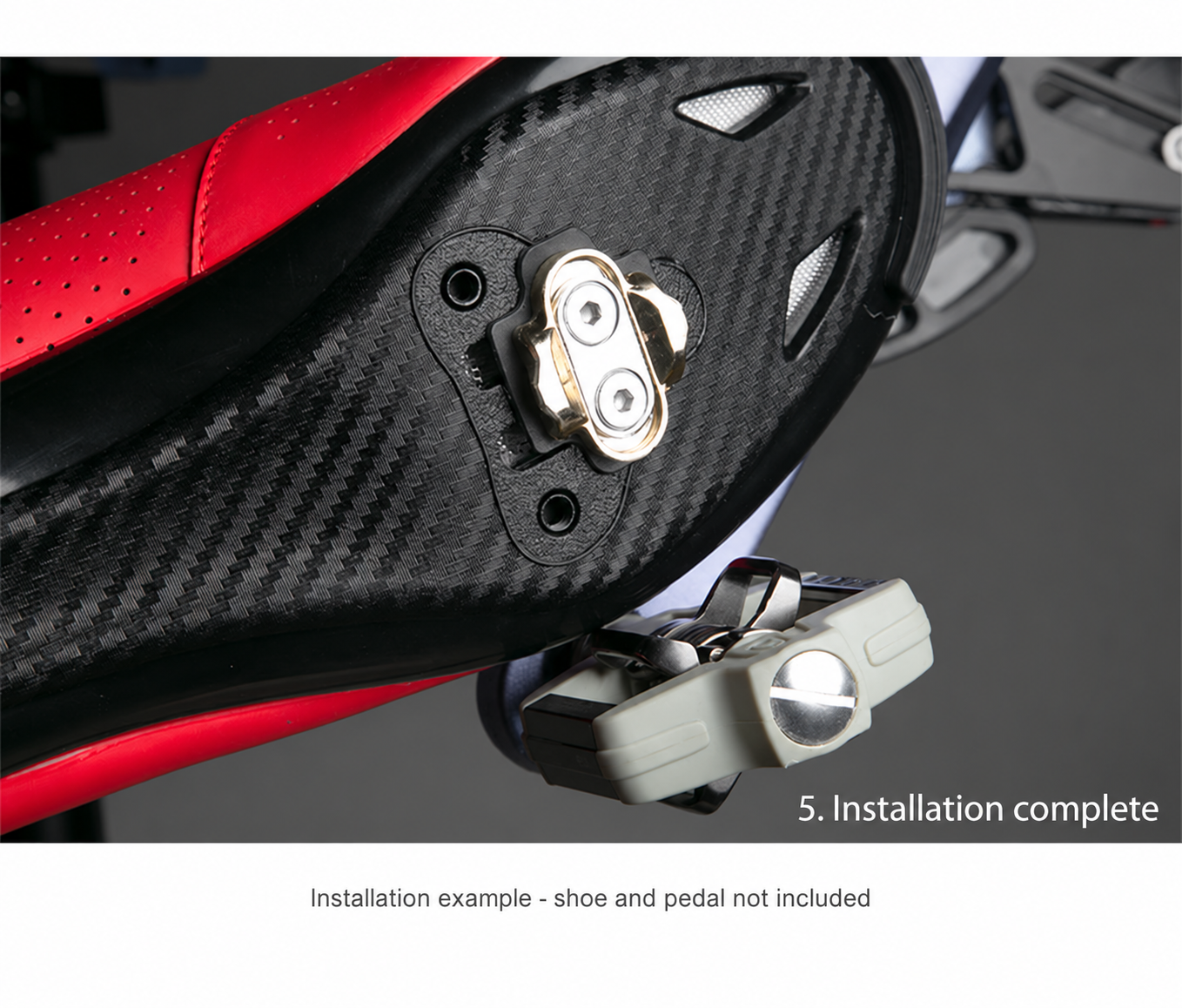 Eggbeater-Compatible Bicycle Pedal Cleat Kit, Gold 0 Degree Float Cleats, Left and Right Pair with M5 Screws, Steel Plates and Nylon Shims - detail 16