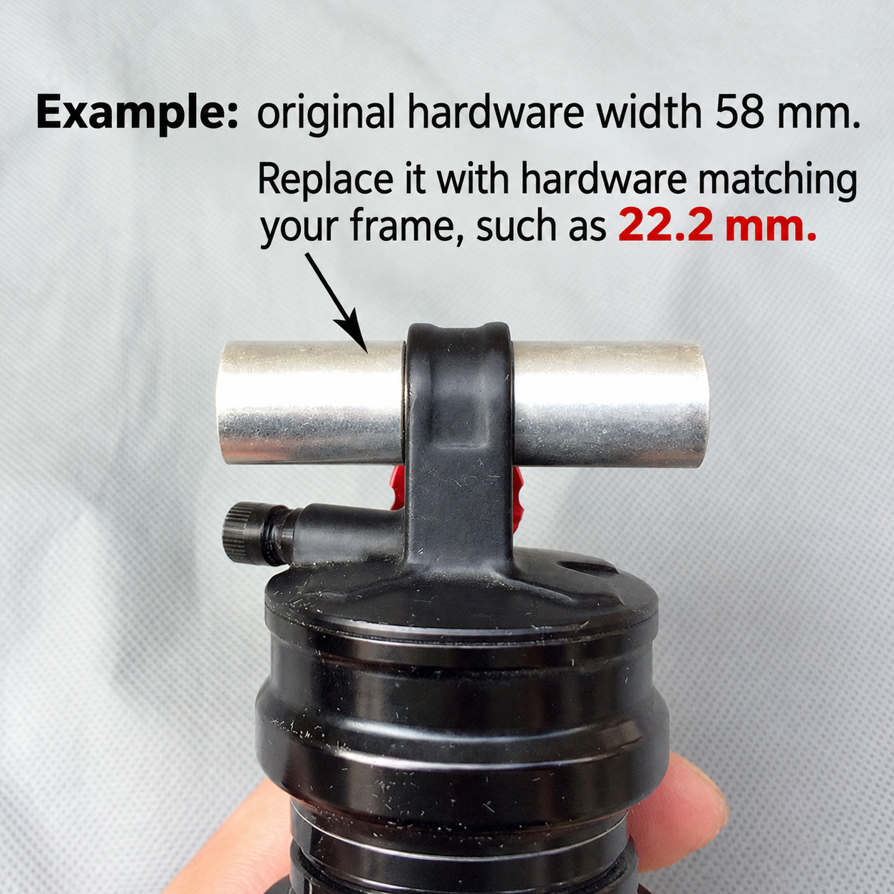 Rear Shock Mounting Hardware Adapter Kit for MTB Frames, 8 mm Bore, 22.2 / 24 / 25.4 / 38 / 41.4 mm Widths, 12.7 mm Center Shaft