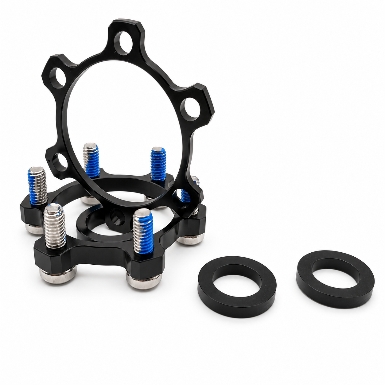 CNC Boost Hub Conversion Spacer Kit for Mountain Bikes, Front 100 x 15 to 110 x 15 mm or Rear 142 x 12 to 148 x 12 mm, Black