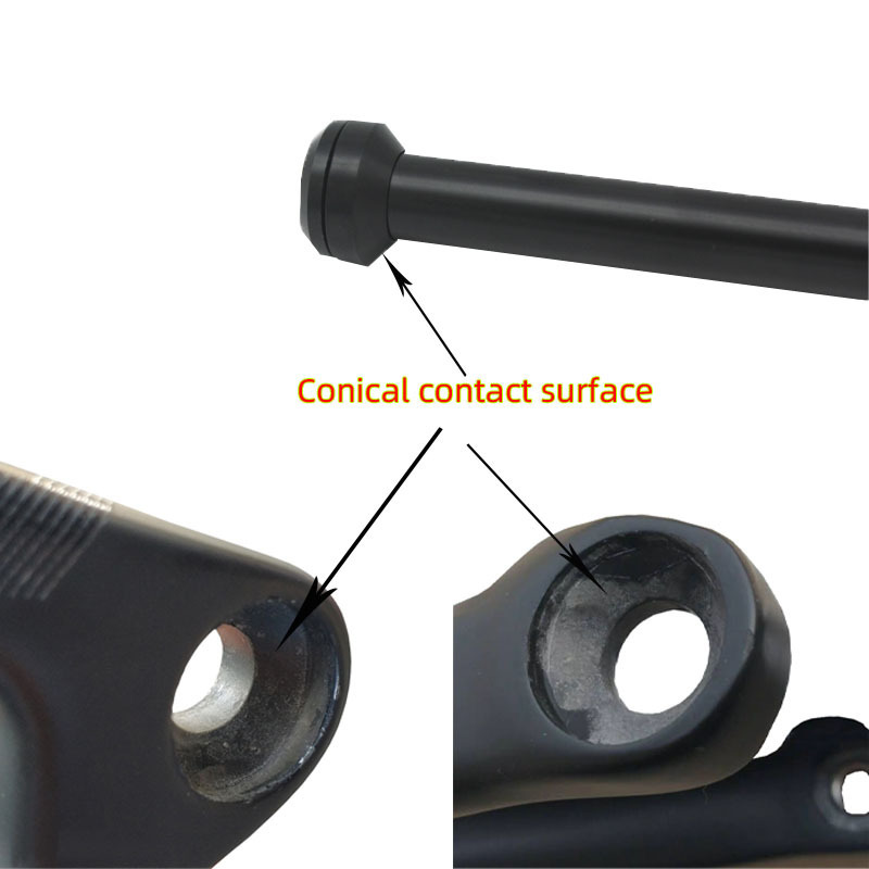 CORKI M12 x 1.0 Bicycle Thru Axle with Conical Contact Seat, 100 x 12, 142 x 12 or 148 x 12 mm, 124 / 168 / 174 mm Lengths