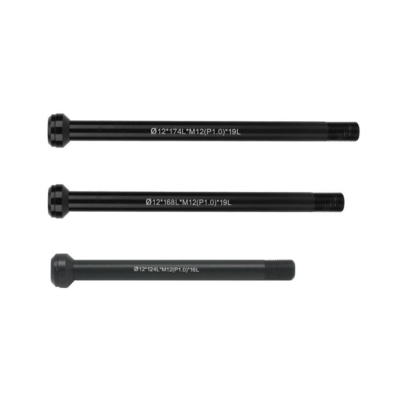 CORKI M12 x 1.0 Bicycle Thru Axle with Conical Contact Seat, 100 x 12, 142 x 12 or 148 x 12 mm, 124 / 168 / 174 mm Lengths