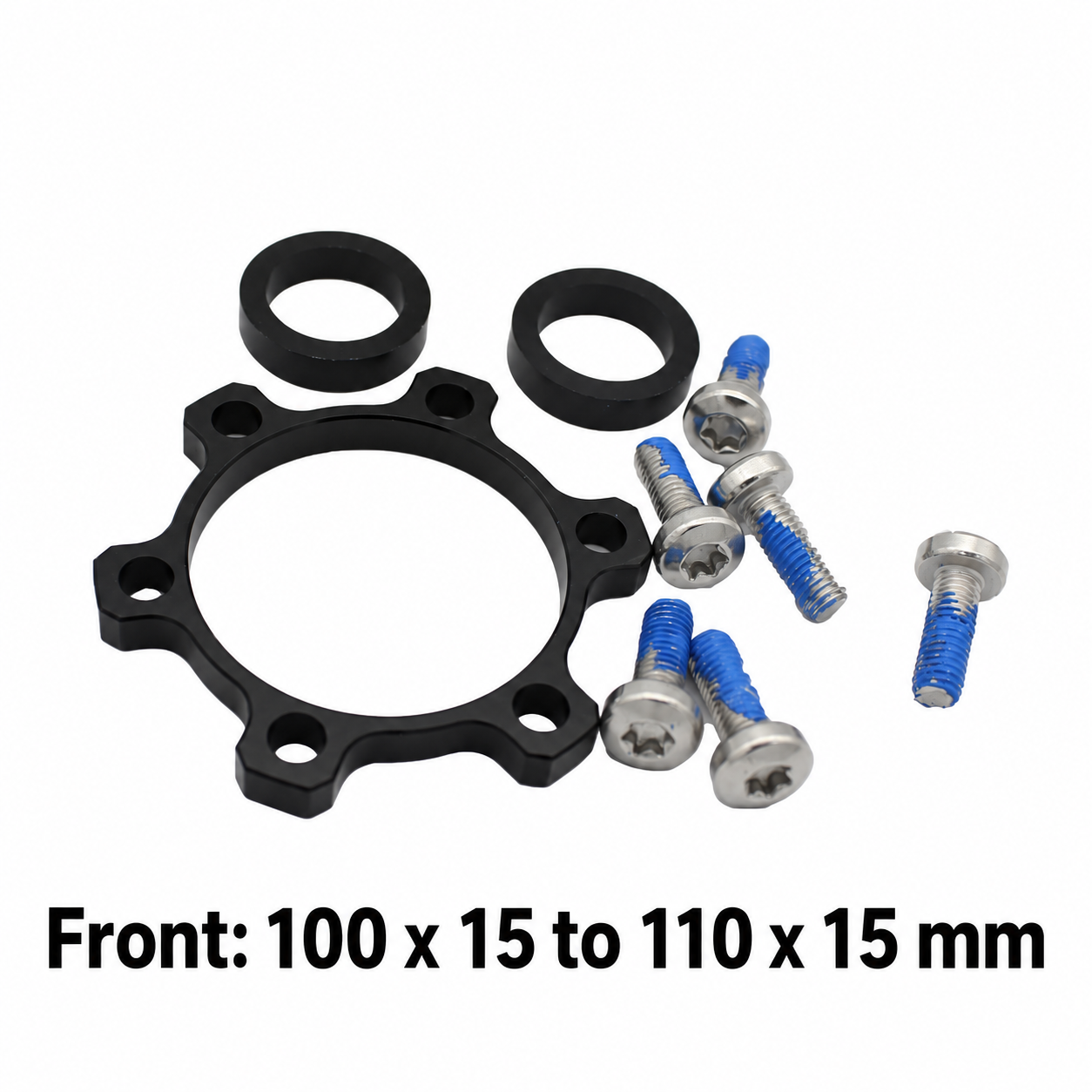 CNC Boost Hub Conversion Spacer Kit for Mountain Bikes, Front 100 x 15 to 110 x 15 mm or Rear 142 x 12 to 148 x 12 mm, Black